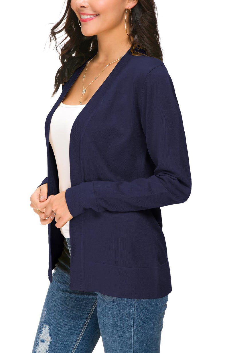 EXCHIC Women's Long Sleeve Open Front Cardigan Sweater Lightweight Casual Knit Sweaters (Navy Blue, Large) - Image 5